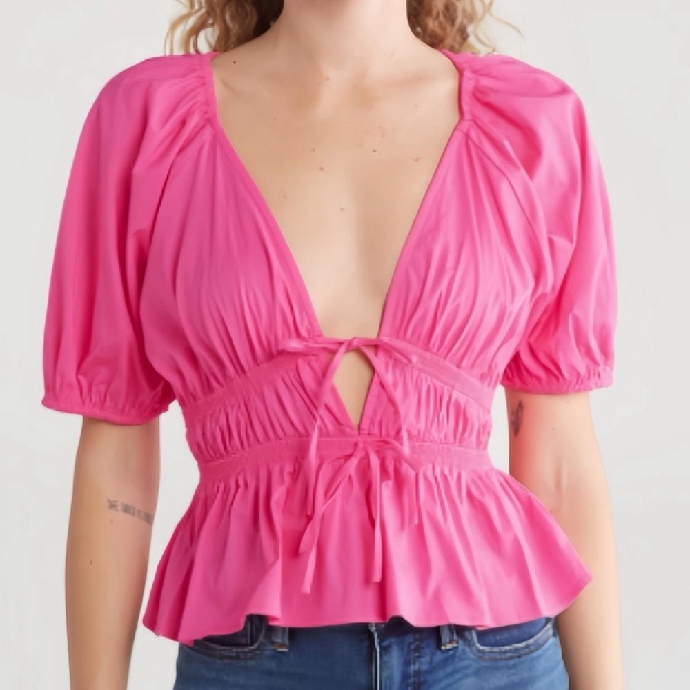 WAYF Pink Tie Top